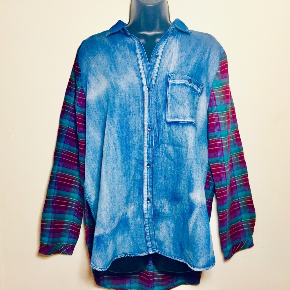 Very J Jean/ Plaid Button Down Shirt